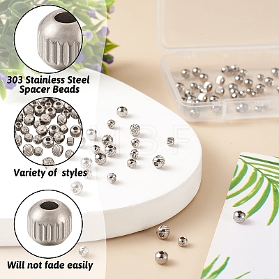 Mega Pet 120Pcs 6 Style 303 Stainless Steel Spacer Beads STAS-MP0001-02-1