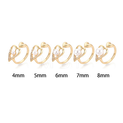 Heart Brass Micro Pave Clear Cubic Zirconia Cuff Rings Setting KK-T079-53G-1