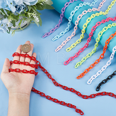   10 Strands 10 Colors Handmade Opaque Acrylic Cable Chains AJEW-PH0003-94-1