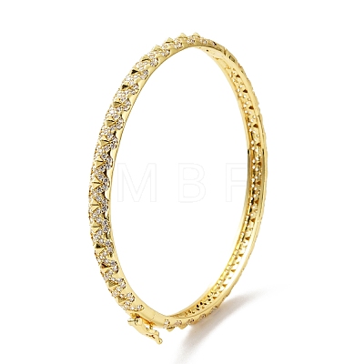 Clear Cubic Zirconia Wave Bangle with Tiny Rivet BJEW-C017-01G-1