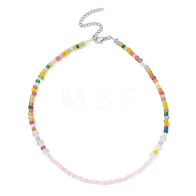 3Pcs 3 Color Natural Quartz Crystal & Glass Seed Beaded Necklaces Set NJEW-JN04344-1