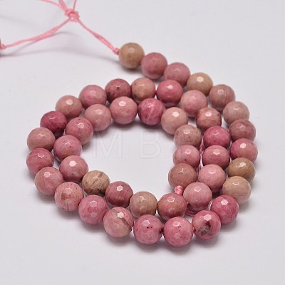 Faceted Natural Rhodonite Round Bead Strands X-G-M289-02-6mm-1