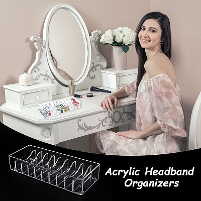 10-Grid Transparent Acrylic Headband Organizers AJEW-WH0042-99-1