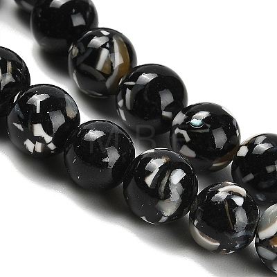 Assembled Synthetic Stone and Trochus Shell Beads Strands G-B128-08C-04-1