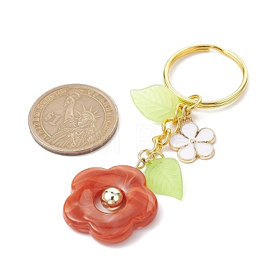 Flower Acrylic Imitation Gemstone Pendant Keychain KEYC-JKC00692-02-1