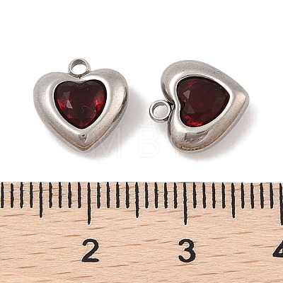 304 Stainless Steel Micro Pave Cubic Zirconia Charms STAS-S131-17P-03-1