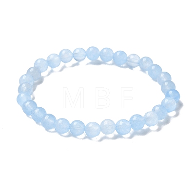 Natural & Dyed White Jade Bead Stretch Bracelets X-BJEW-K212-A-018-1