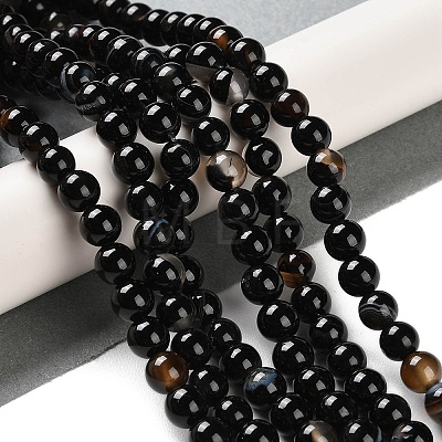 Natural Striped Agate/Banded Agate Beads Strands G-Z060-A01-A08-1