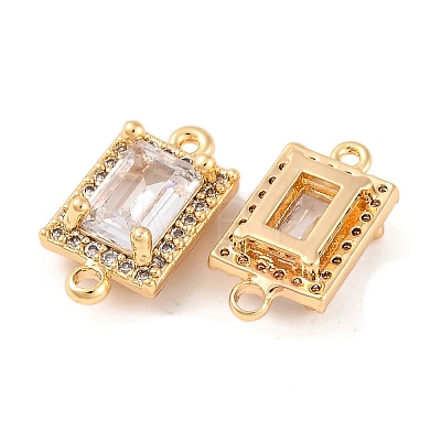 Brass Pave Clear Cubic Zirconia Connector Charms KK-S389-39G-1