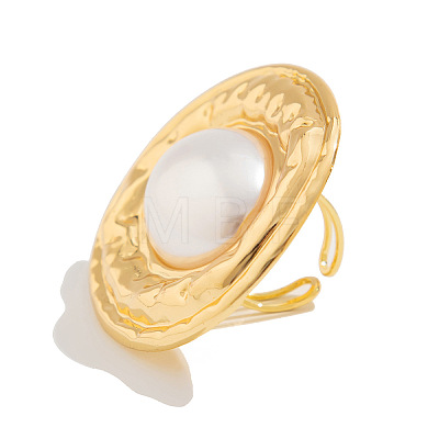Oval Iron & Imitation Pearl Bangles & Cuff Rings Sets for Women WGBFE6E-01-1