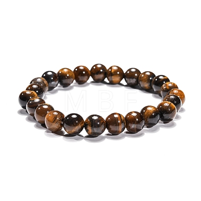 Natural Tiger Eye Beaded Stretch Bracelets B072-7-1