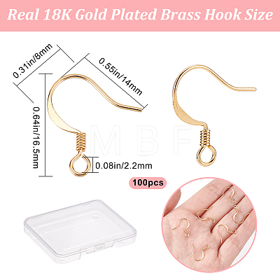 100Pcs Long-Lasting Plated Brass French Earring Hooks KK-CN0001-80-1