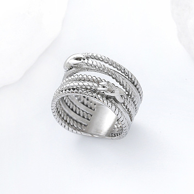 304 Stainless Steel Twisted Wire Design Finger Rings DM2174-4-1