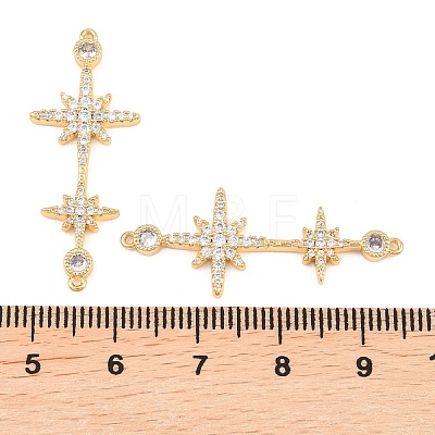 Brass Micro Pave Clear Cubic Zirconia Connector Charms KK-H538-13G-1