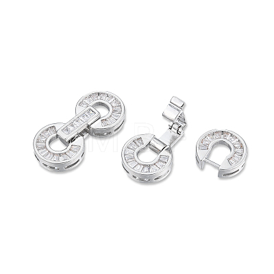 Brass Pave Clear Cubic Zirconia Fold Over Clasps KK-N232-500P-1