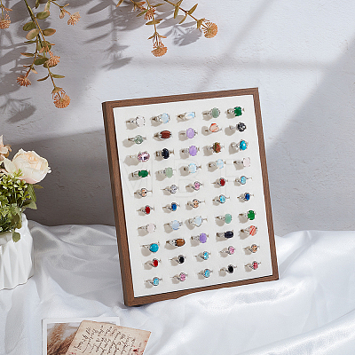 50-Slot Wooden Photo Frame Earring Organizer Display Stands with Velvet Mat ODIS-SC0001-10-1