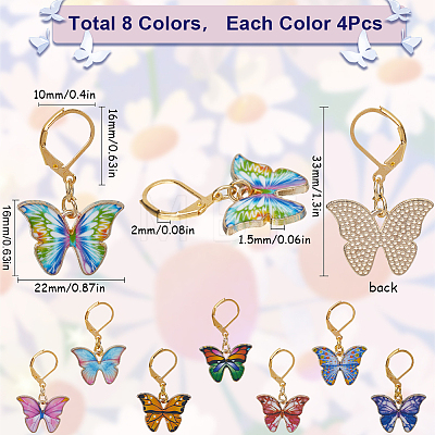 Alloy Enamel Butterfly Pendant Decoratoins HJEW-SC00042-1