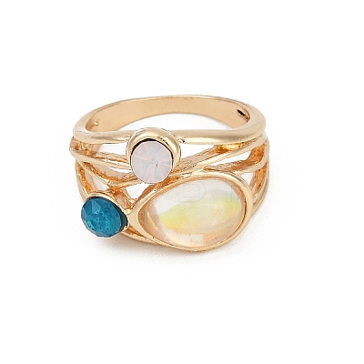 Alloy Multi-Moonstone Finger Rings for Women FS-WG1D73B-02-1