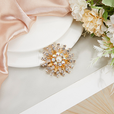Flower Alloy Rhinestone Brooches for Backpack Clothes JEWB-WH20011-02A-1