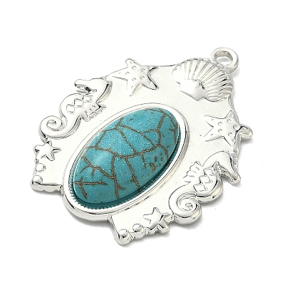 304 Stainless Steel with Dyed Synthetic Turquoise Pendants STAS-G374-05S-13-1