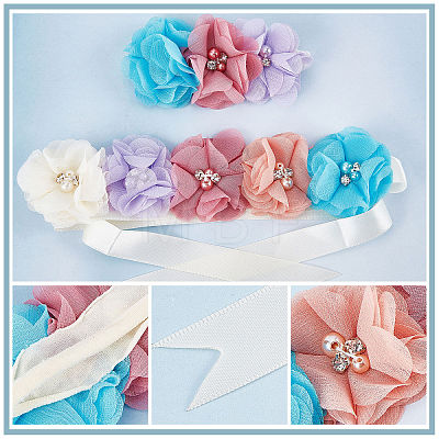 Polyester Waist Chain Belts and Headbands with Imitation Pearl DIY-WH0308-150C-1