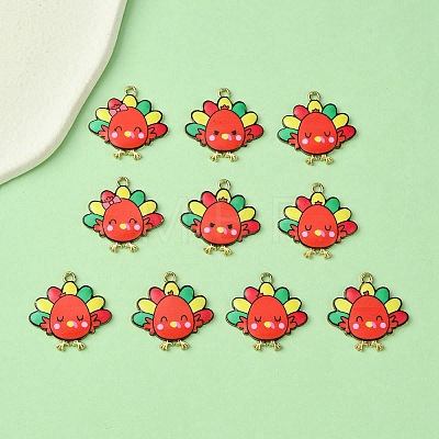 10Pcs 5 Style Cute Printed Alloy Pendants ENAM-YW0003-46B-1