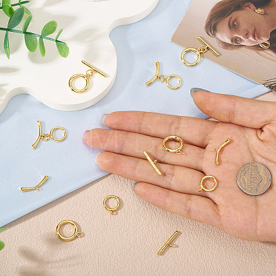 10Pcs 2 Styles Brass Toggle Clasps FIND-TA0008-44B-1