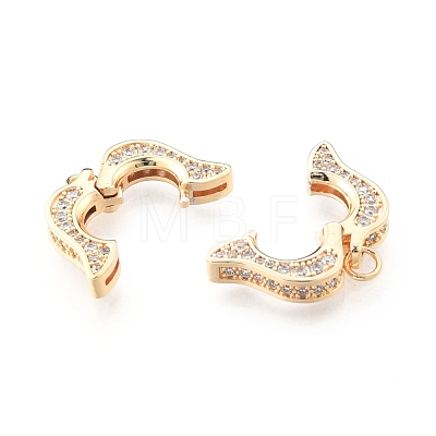 Brass Micro Pave Clear Cubic Zirconia Twister Clasp KK-N232-513-1