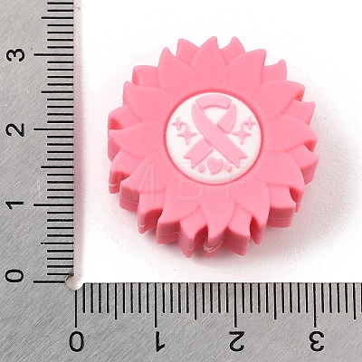 Breast Cancer Awareness Pink Ribbon Theme Silicone Beads SL-CBA6E7F-01B-1