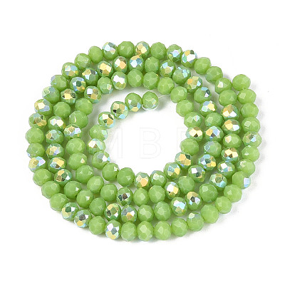 AB Color Plated Opaque Glass Rondelle Beads Strands EGLA-T029-4mm-09K-1