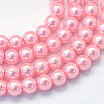 Baking Painted Pearlized Glass Pearl Round Bead Strands HY-Q003-14mm-53-1