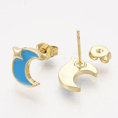 Brass Stud Earrings EJEW-S201-175C-1