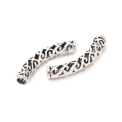 Tibetan Style Alloy Hollow Curved Tube Beads FIND-Z063-37AS-1