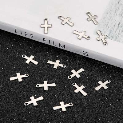 Tarnish Resistant Stainless Steel Tiny Cross Charms STAS-Q168-07-1