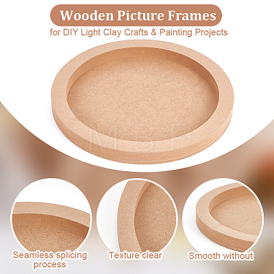 3Pcs 3 Style Flat Round Wooden Picture Frames TOOL-WH0118-17-1