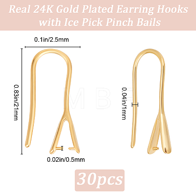 30Pcs Rack Plating Brass Earring Hooks KK-BBC0014-11-1