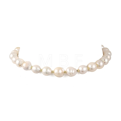 Natural Baroque Pearl Keshi Pearl Potato Beaded Necklaces NJEW-JN06485-1