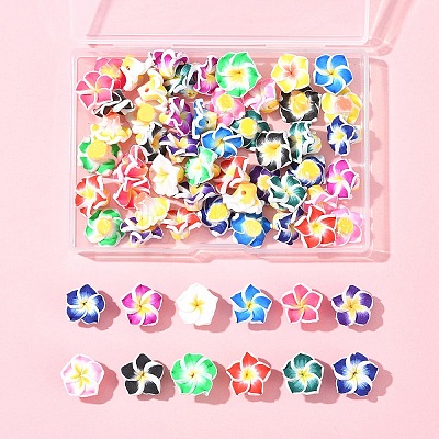 60Pcs 15 Colors Handmade Polymer Clay 3D Flower Plumeria Beads CLAY-FS0001-39-1