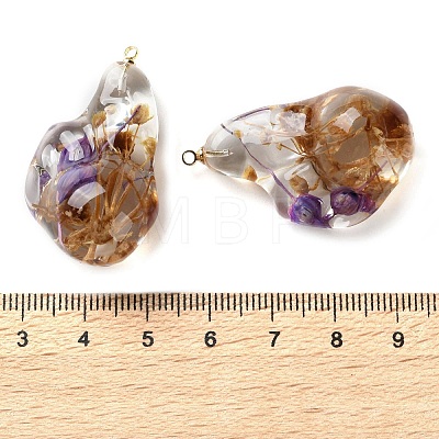 Inner Dried Flower Transparent Resin Pendants RESI-A043-05A-1