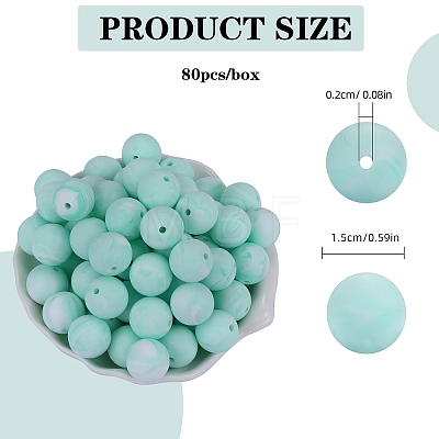 80Pcs Round Silicone Focal Beads SIL-SZ0001-24-27-1