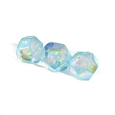 10Pcs Gradient Color & UV Plating Rainbow Iridescent Opaque Resin Beads PW-WG6C260-10-1