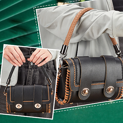   2Pcs 2 Colors Braided Imitation Leather Bag Straps FIND-PH0017-31B-1