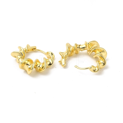 Rack Plating Brass Twist Round Hoop Earrings for Women EJEW-E270-20G-1