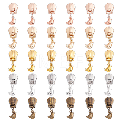 30Pcs 5 Colors Bird Charm Alloy Zipper Pull Tabs HJEW-ME00167-1