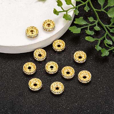 Iron Rhinestone Spacer Beads RB-A010-10MM-G-1