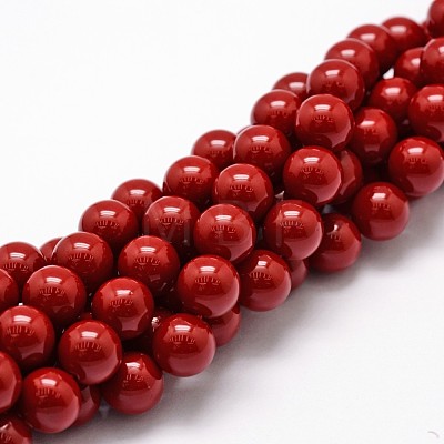 Shell Pearl Beads Strands X-BSHE-L026-01-8mm-1