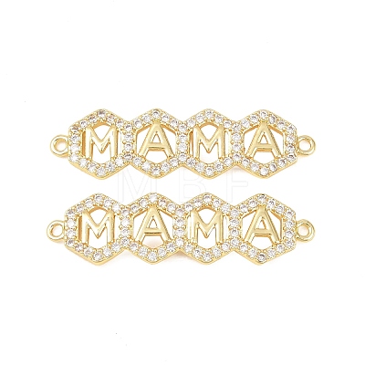 Mother's Day Brass Micro Pave Clear Cubic Zirconia Connector Charm KK-F931-27D-G-1