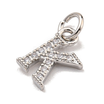 Initial Letter Brass with Cubic Zirconia Charms KK-Q814-26K-P-1