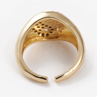 Brass Micro Pave Cubic Zirconia Cuff Rings RJEW-C101-10-1