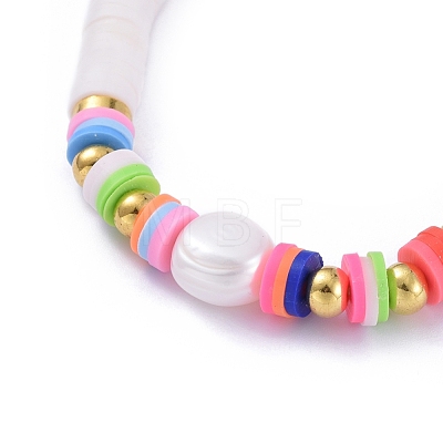 Handmade Polymer Clay Heishi Beads Stretch Bracelets BJEW-JB05089-01-1